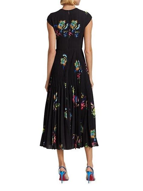 Jason Wu Floral Cap Sleeve Pleated Midi Dress Size Us Uk Rrp