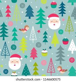 Set Scandi Christmas Elements Santa Klaus Stock Vector Royalty Free