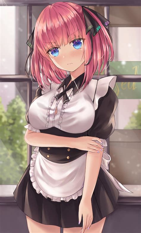 Wallpaper Anime Girls Maid Outfit Blush Nakano Nino 5 Toubun No Hanayome 1154x1903