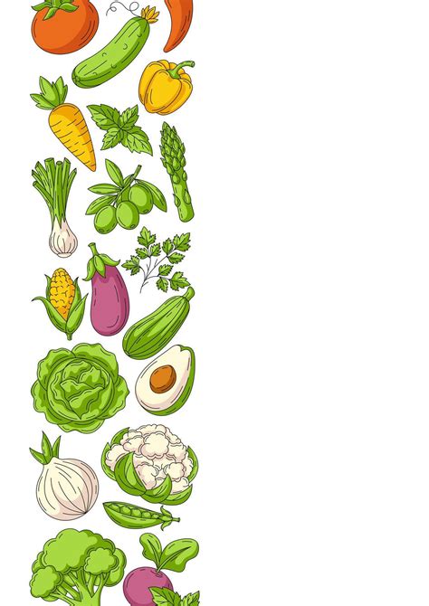 Farm Vegetables Set Vertical Poster A Colorful Icons Border Frame