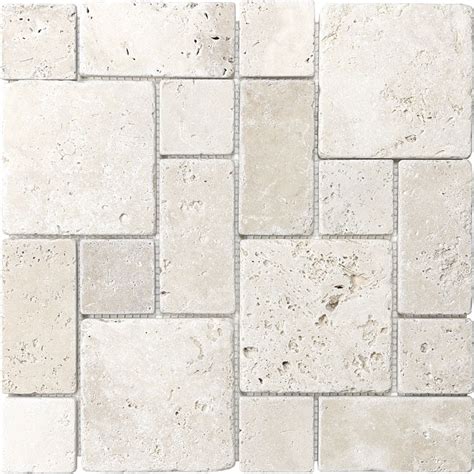 Anatolia Tile Chiaro Mixed Pattern Mosaic Travertine Wall Tile Common 12 In X 12 In Actual