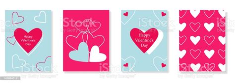 Set Of Happy Valentines Day Cards Stock Illustration Download Image Now Advertisement