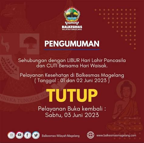 Info Libur Pelayanan Balkesmas Magelang