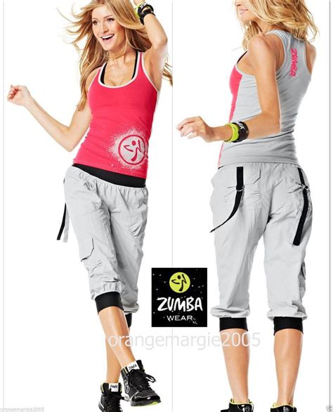 Zumba 2pc Set Cargo Capri Pants And Top Shirt Tank Raecerback Dance