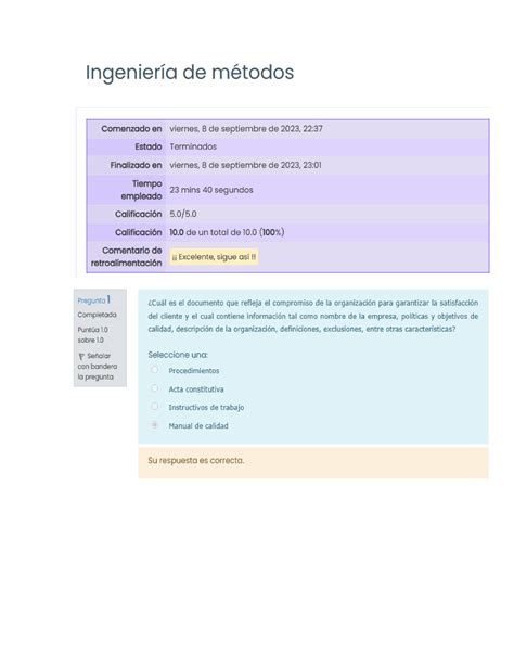 Examen Semana 2 Ingenieria De Metodos Studocu