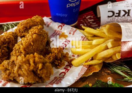 Kfc Meal Hot Wings Menu Stock Photo Alamy