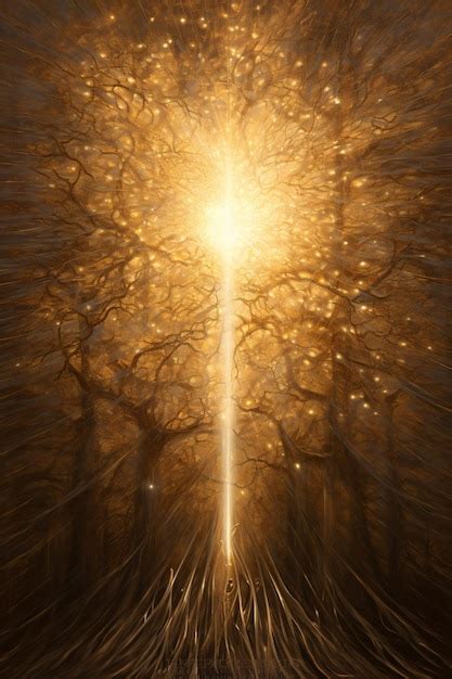 Premium Ai Image Towering Willow Tree With God Rays In Gold In The