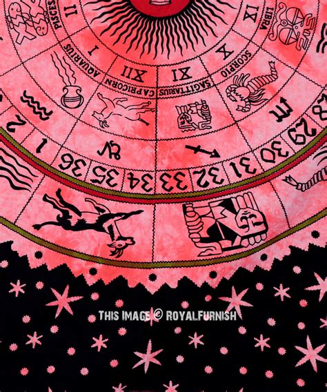 Orange Hindu Astrology Horoscope Zodiac Bohemian Tapestry Wall Hanging