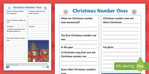 Christmas Number Ones Fact File Template Teacher Made