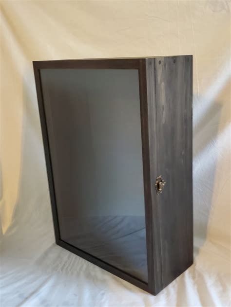 18 X 12 12 X 5 14 Wooden Shadow Box With Hinged Glass Lid Etsy