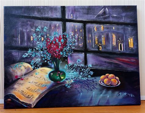 Night city City painting Night Still life landscape | Etsy