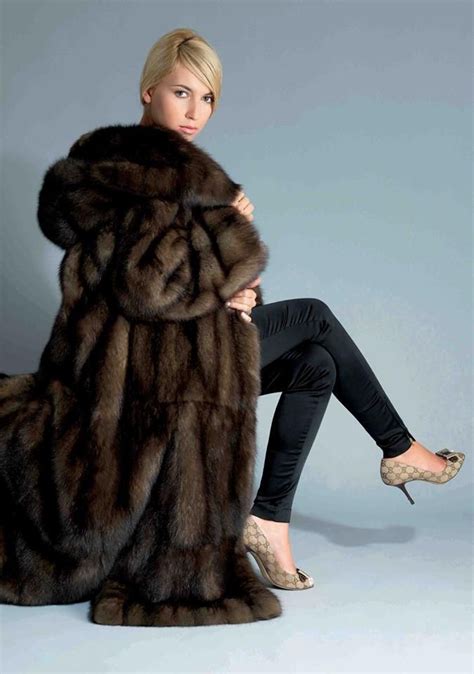 Hooded Sable Fur Coat Sable Fur Coat Mink Fur Lounge Robes Vintage Fur Fur Fashion Style