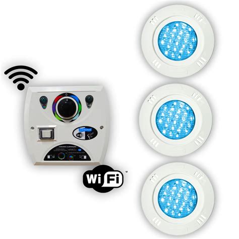 Kit 3 Led Piscina 9w Rgb Comando Four Fix Wifi Sodramar Clima Soft