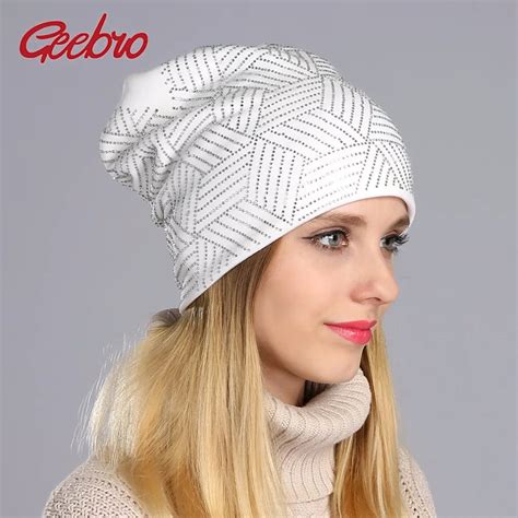 Geebro Womens Beanie Hat Winter Casual Knitted Beanies With Shine