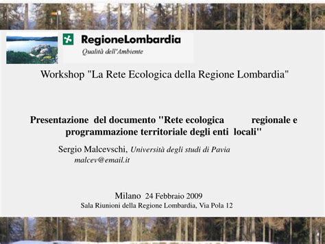 Ppt Workshop La Rete Ecologica Della Regione Lombardia Powerpoint