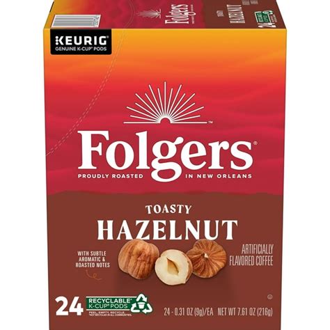 Folgers Toasty Hazelnut Artificially Flavored Coffee, Keurig K-Cups, 24 ...