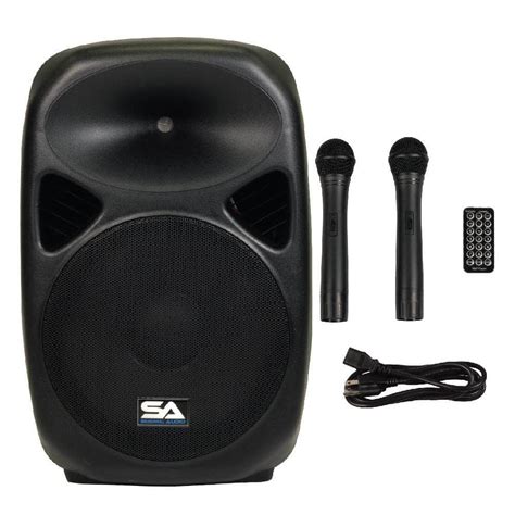 Pair of Powered 15 Inch PA Speakers | Rechargeable with 2 Mics, Remote and Bluetooth | Seismic Audio