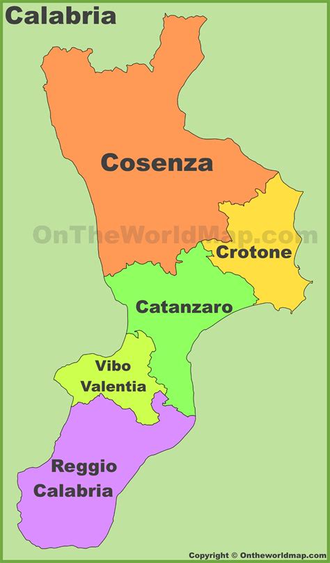 Calabria Provinces Map Ontheworldmap