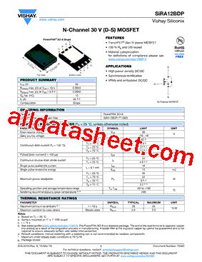 SIRA12BDP T1 GE3 Datasheet PDF Vishay Siliconix