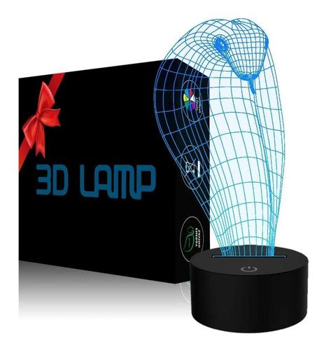 Lámpara De Ilusión 3d Led Cobra Night Light Snake Ani Cuotas sin