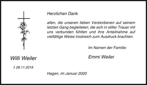 Traueranzeigen Von Willi Weiler Trauer In Nrw De