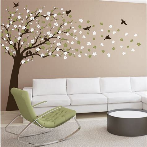 Cherry Blossom Tree With Birds Vinyl Wall Decal Sticker Set Etsy