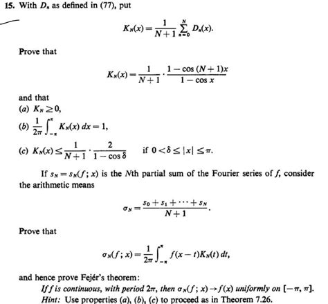 Solved 15 With D As Defined In 77 Put 1 N Kx X N 110