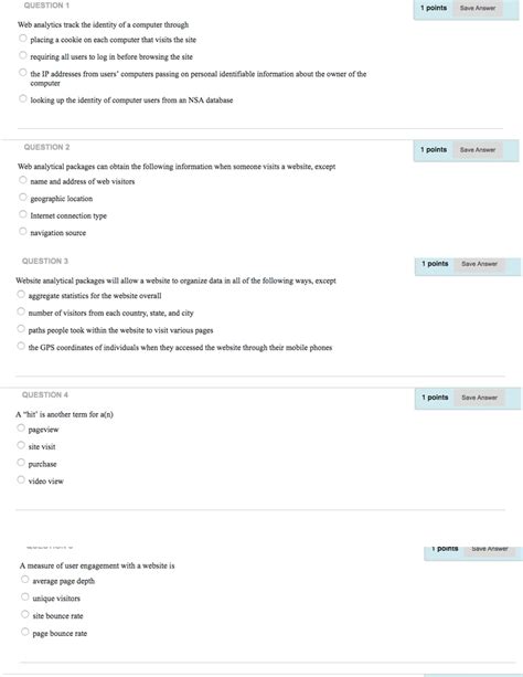 Solved QUESTION 1 1 Points Save Answer Web Analytics Track Chegg