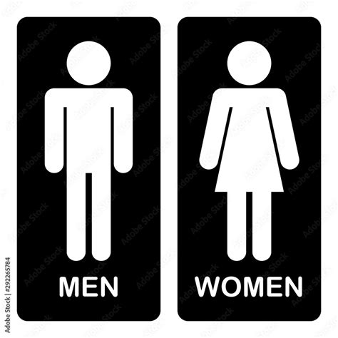 Male Female Toilet Restroom Sign Logo Black Background Silhouette With