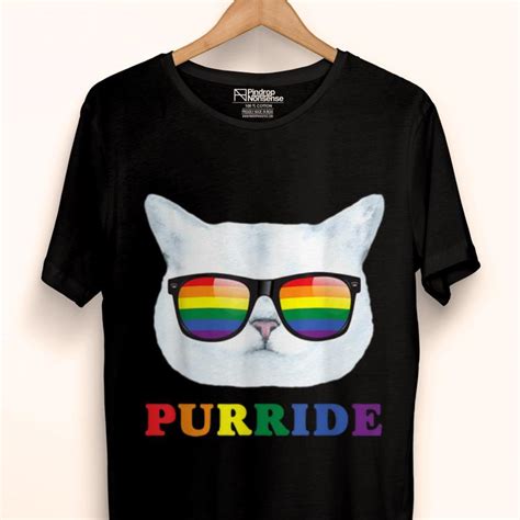 Original Purride LGBTQ Cat In Rainbow Gay Pride Sunglasses Shirt