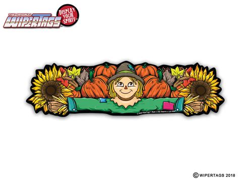 Fall Scarecrow With Pumpkins Wipertags Attach To Rear Wiper Blades For