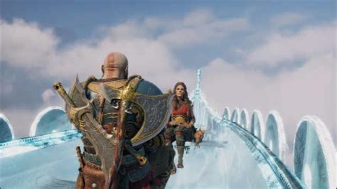 God of War Ragnarök Kratos and Freya fly in Freyr s boat to the crater