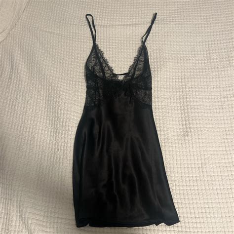 Victoria Secret Black Lace Slip Dress Size Large Depop