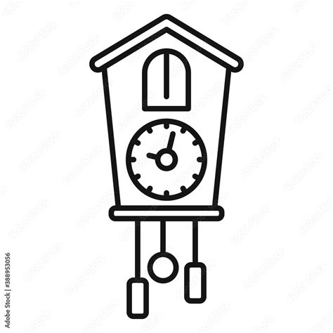 Chalet Pendulum Clock Icon Outline Chalet Pendulum Clock Vector Icon