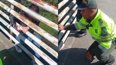 EN VIDEO Patrullero evitó que una mujer se lanzara de un puente en