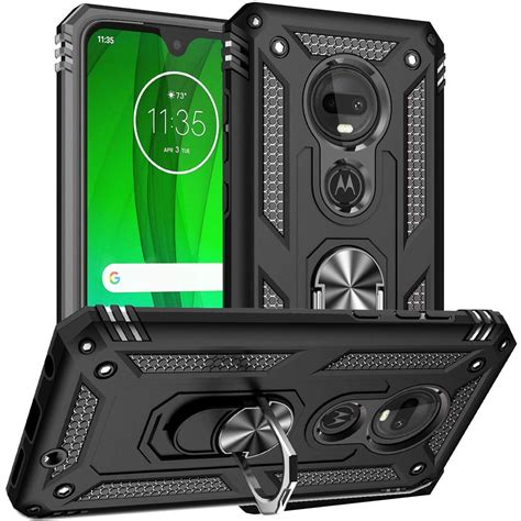 Capa Capinha Anti Impacto Anel Suporte para moto g7 plus película de