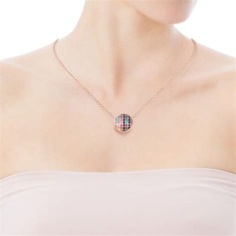 Tartan Necklace In Rose Silver Vermeil With Mother Of Pearl TOUS