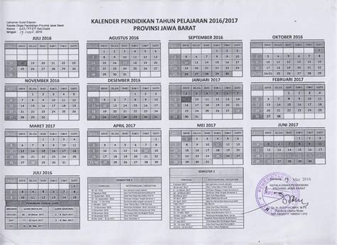 KALENDER PENDIDIKAN TAHUN PELAJARAN 2016 2017 PROVINSI JAWA BARAT