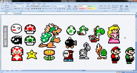 Pixel Mario Characters - 9GAG