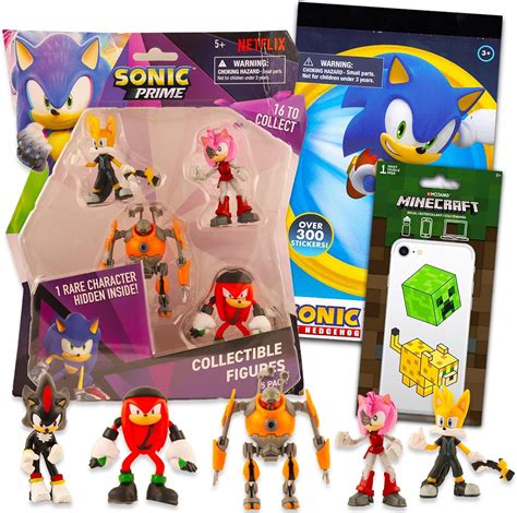 Sonic The Hedgehog Action Figure Set Bundle With 5pk Of 2