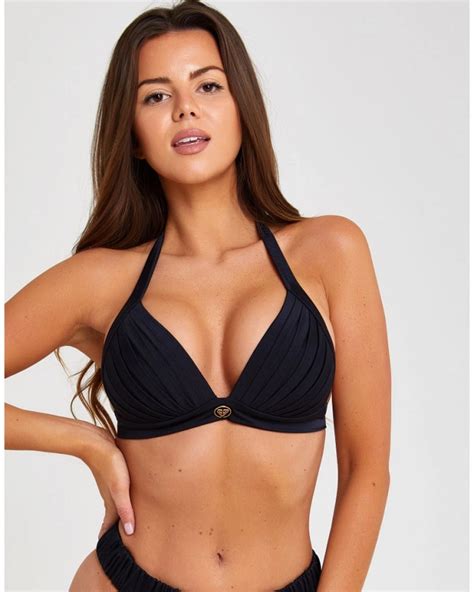 Black Ruched Push Up Triangle Bikini Top Xxl Vivien Vance