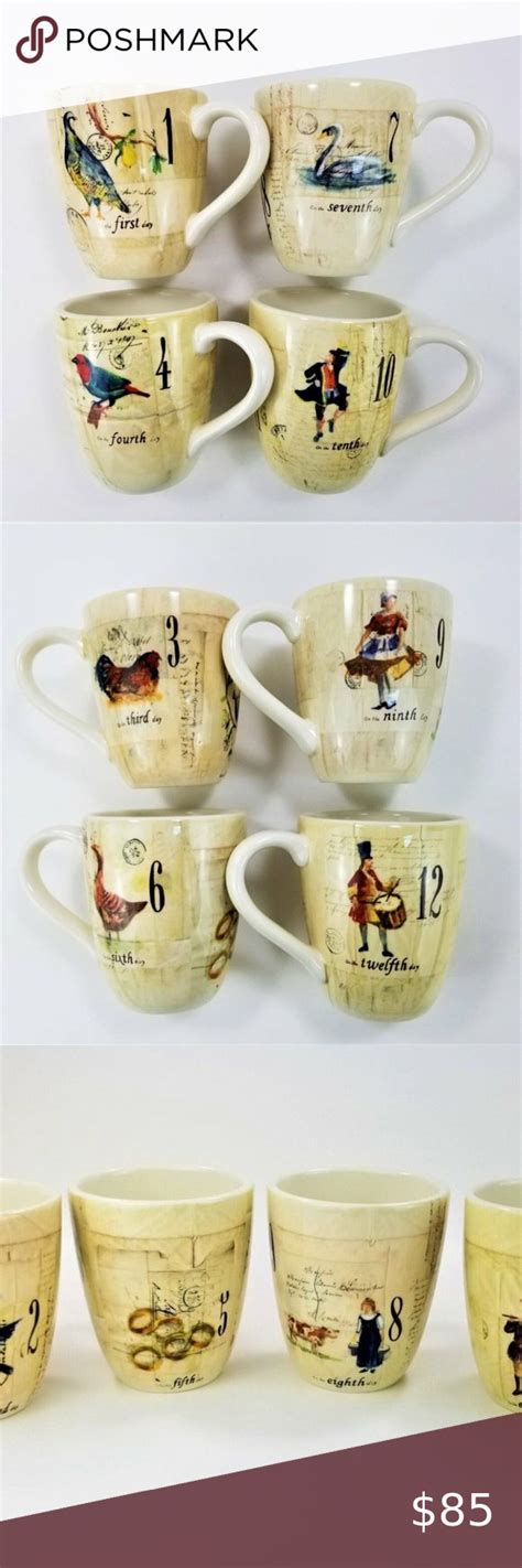 Williams Sonoma Multicolor Dishwasher Safe 12 Days Of Christmas Mugs Set Of 4 Christmas Mug Sets