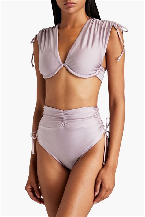 ANDREA IYAMAH Ruched High Rise Bikini Briefs THE OUTNET