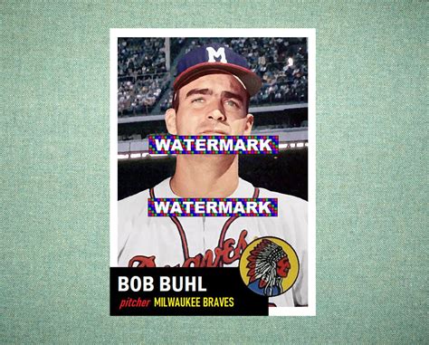 Bob Buhl Milwaukee Braves Custom Baseball Card Style Etsy