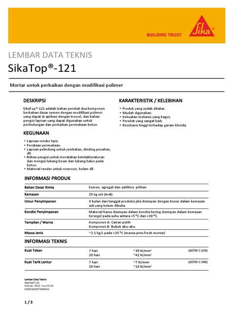 Msds Sikatop 121 Pdf