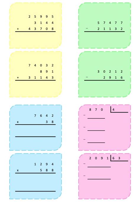 4º Cálculo 1 Suma Resta Multiplicación Y División Worksheet