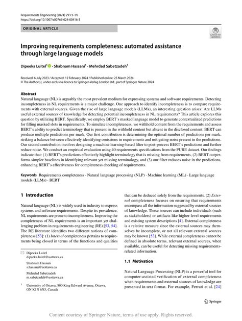 Improving Requirements Completeness Automated Assistance Through Large