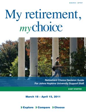 Fillable Online Benefits Jhu Retirement Choice Decision Guide JHU