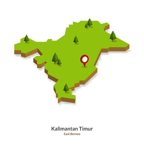 Premium Vector Isometric Map Of East Borneo Province Indonesia Simple