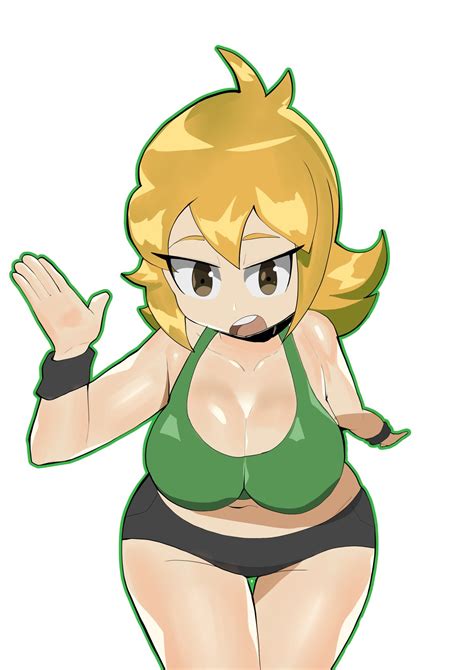 Rule 34 1girls Big Breasts Blonde Hair Doublehero Green Tank Top Light Brown Eyes Looking At